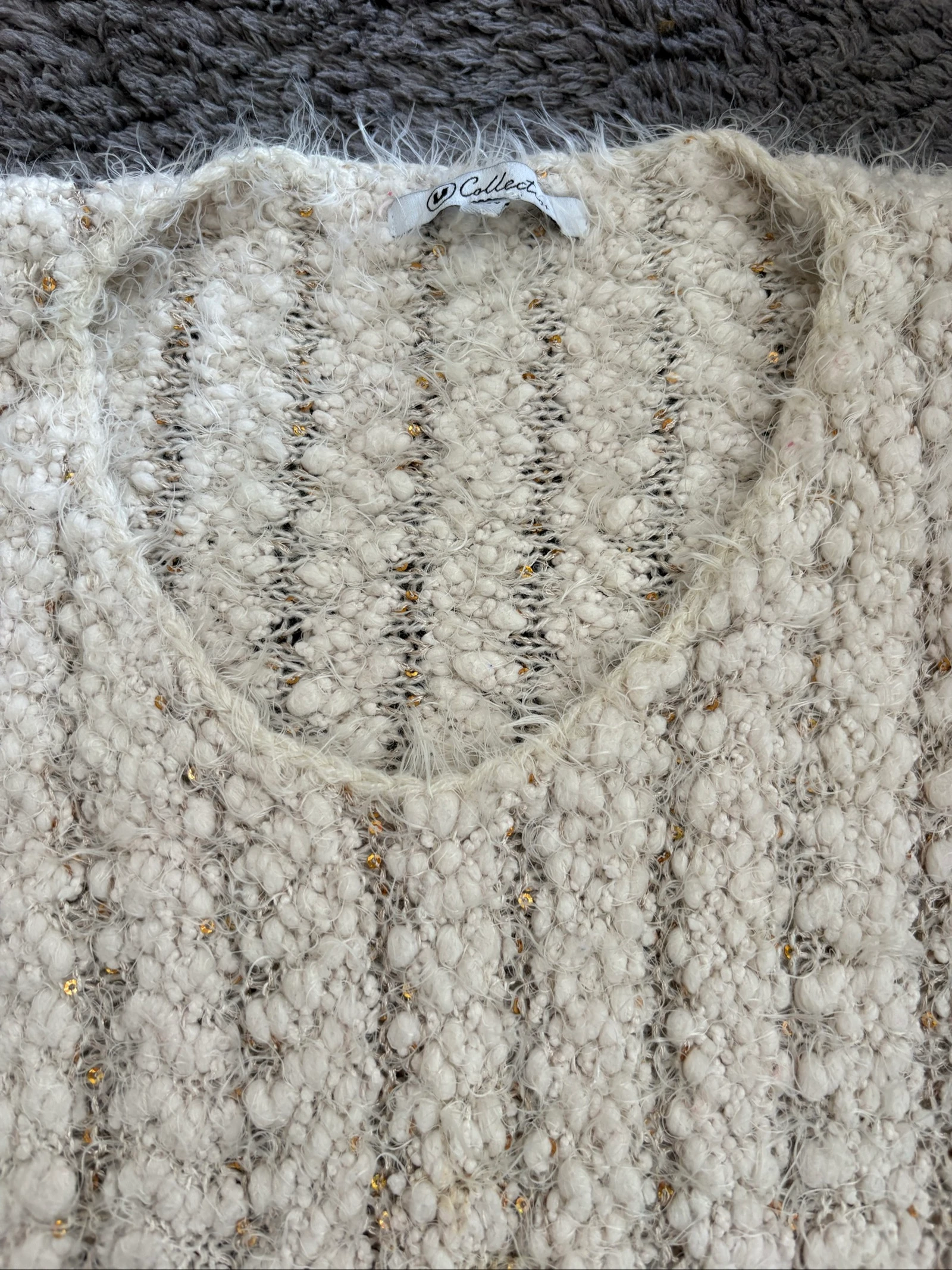 Women's sweater size 42/44 ecru boucle knit U Collection – photo 5